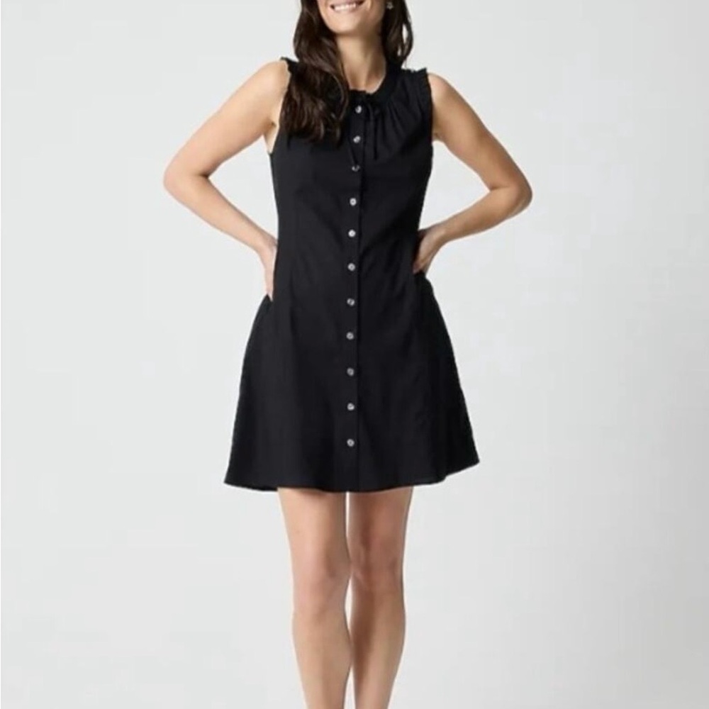 J.Crew Ruffle tie-neck mini in black dress size 6